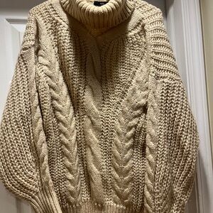 Fate Cable Knit Turtleneck Sweater - Cream
